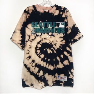 Vintage Mariners Tie Dye Bleached Graphic T Shirt